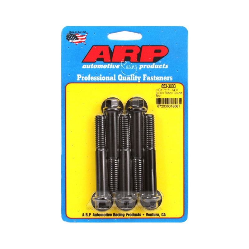 Set de șuruburi și piulițe universale ARP 7/16-14 – Șuruburi hexagonale cu finisaj negru oxidat, x5 - ARP-653-3000 - 653-3000 - 3666618194875
